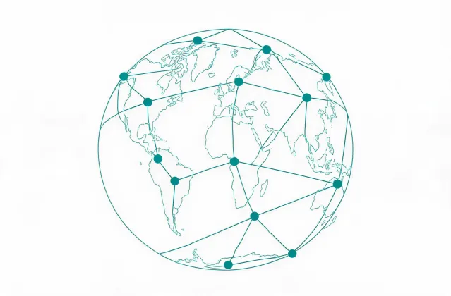 Abstract global renewable energy project network map