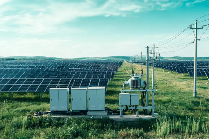 Solar project landscape showing renewable energy equipment
